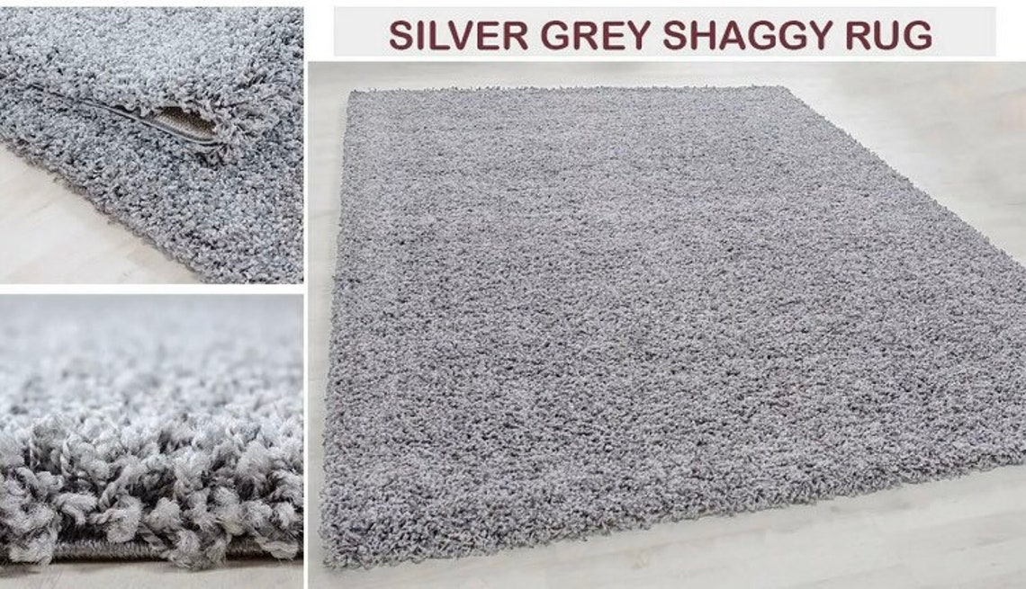 New in Packing Silver Grey Shaggy Rugs Etsy UK