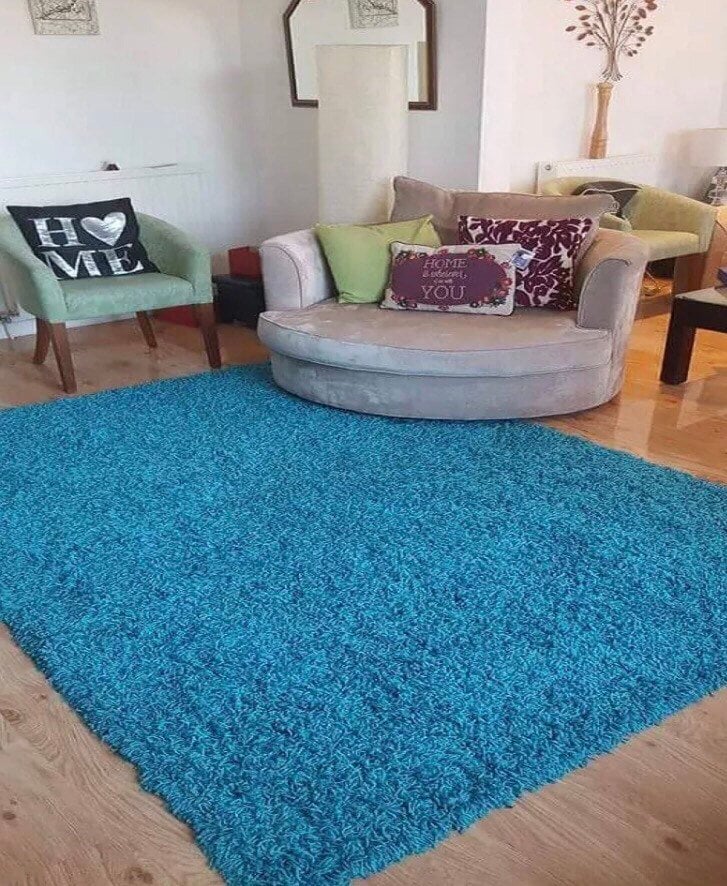 New in Packing Teal Blue Shaggy Rugs Etsy
