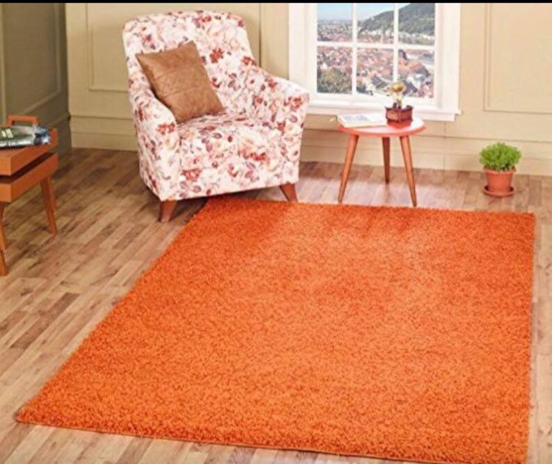 Orange thick fluffy shaggy rugs Etsy