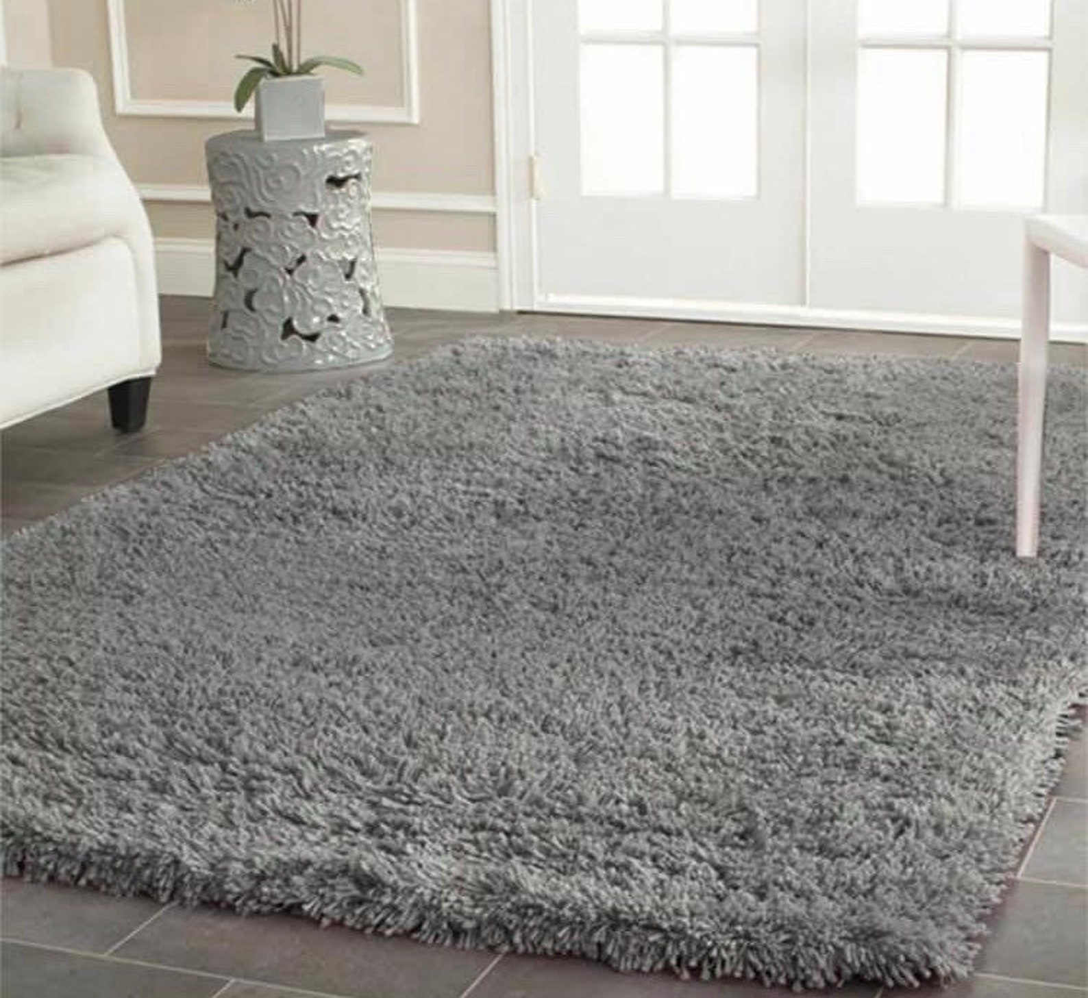 New in Packing Silver Grey Shaggy Rugs Etsy UK