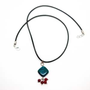 Chrysocolla and Ruby Jade on Leather Chocker