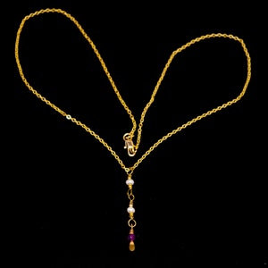 Fresh Water Baroque Pearl and Amethyst on Gold Filled Rolo Chain