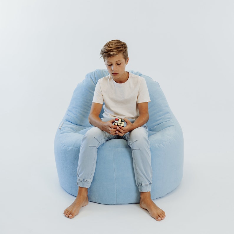 Plush Fur Lounger Bean Bag Chair Sky Blue Etsy