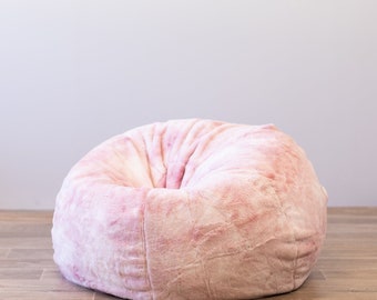 Plush Fur Bean Bag - Marble Pink Cloud