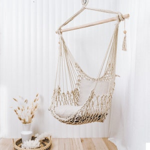 Salvador Macrame Hanging Hammock Chair Natural image 1