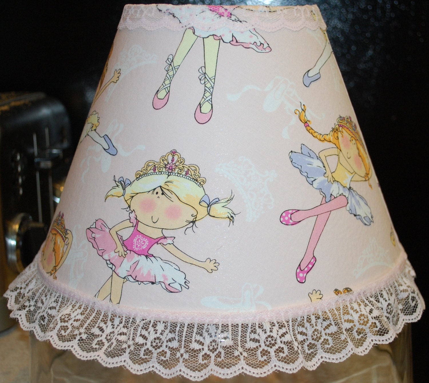 Girl Nursery Pink Ballerina Lamp Shade With Lace Trim Etsy