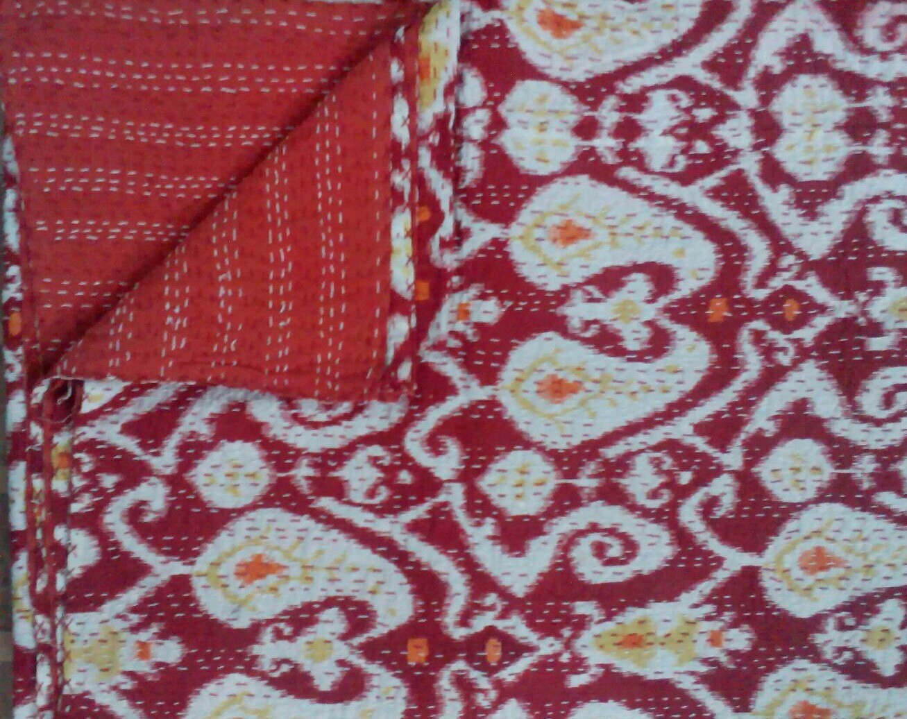 Multi colored Ikkat Print Handmade Kantha Cotton Quilt / | Etsy