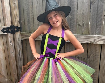 Girls Witch Tutu Costume: Halloween Dress & Hat