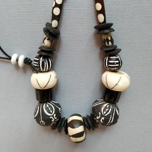Necklace with Black and White African Beads