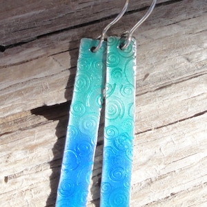 Earrings with Green and Blue Transparent Enamel