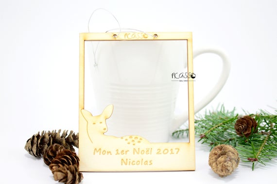 Mon Premier Noël 2018 Cadre Personnalisé Boule De Noël Premier Noël De Bébé Diy Ornement De Noël Prénom Cadre Photo En Merisier