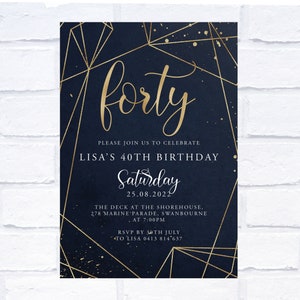 ANY AGE Galaxy Geo Birthday Invitation, Digital Invitation, Print Yourself