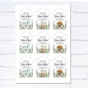 Aussie Gum Leaf Baby Shower Tags, A4 Sheet, Print Yourself + Cut