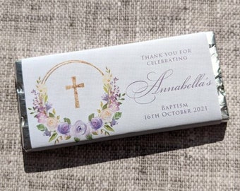 Gold Foil Purple Flower Chocolate Wrapper, Print Yourself