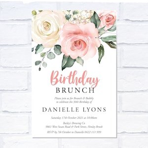 ANY AGE Floral Birthday Invitation, Digital Invitation, Print Yourself