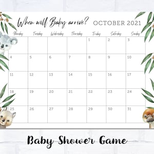 Baby Shower Calendar Game, A3 Size, Print Yourself