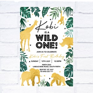 Wild One Jungle Geburtstagseinladung, Einladung zum Geburtstag, zum Selberausdrucken