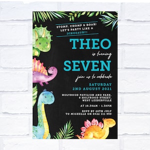 ANY AGE Dinosaur Invitation, Digital Invitation, Print Yourself