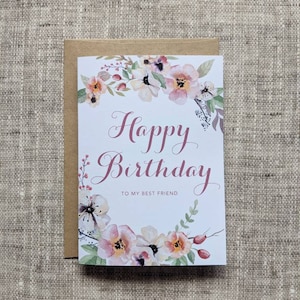 Floral Wreath Birthday Card with Envelope