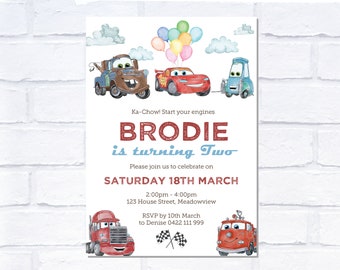 ANY AGE Car Birthday Invitation, Digital Invitation, Print Yourself