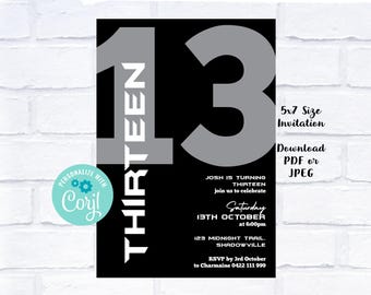 Editable ANY AGE Simple Block Birthday Invitation