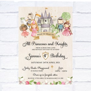 ANY AGE Princess and Knights Invitation, Digital Invitation, Print Yourself