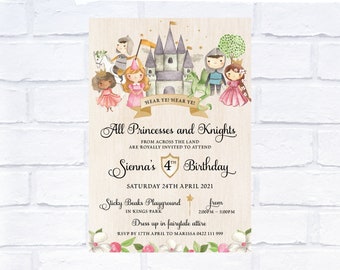 ANY AGE Princess and Knights Invitation, Digital Invitation, Print Yourself