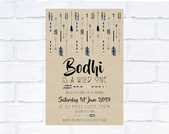Wild One, 1st Birthday Invitation, Digital Invitation, Print Yourself