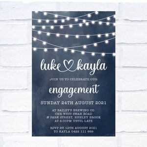 ANY EVENT Navy Fairy Lights Invitation, Digital Invitation, Print Yourself
