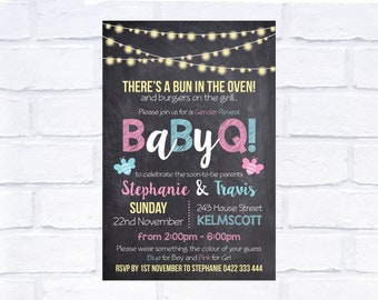 BABY-Q Invitation, Gender Reveal, Digital invitation, Print Yourself