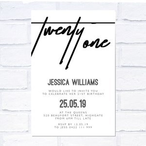 ANY AGE Simple Birthday Invitation, Digital Invitation, Print Yourself