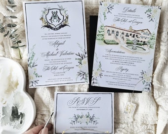 Custom Elegant Wedding Suite | Digital Only | Hand Painted Invitation | Floral Wedding Stationery | Wedding Venue