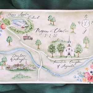 Custom Watercolor Map | Digital Only | Hand Painted Map | Personalized Wedding Map | Guest Map | Illustrated Wedding Map | Custom Stationery