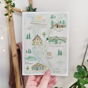 Benutzerdefinierte Aquarell Hochzeitskarte, handgemalte Landkarte, illustrierte Karte, nur digital