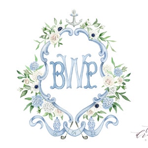 Personalized Watercolor Crest For Wedding | Digital Only