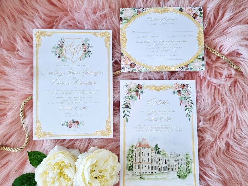 Custom Watercolor Wedding Suite Digital Only Hand Painted Invitation Floral Wedding Stationery Venue Illustration Custom Invites image 6