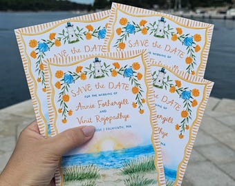 Custom Whimsical Save the Date, Floral Elements, Handpainted, Personalized Design, Digital Only