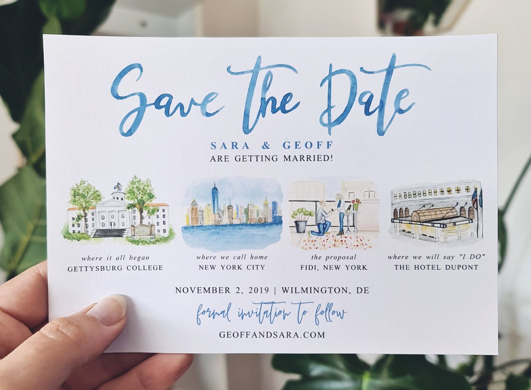Custom Postcards Watercolor, Custom Save The Date Postcard, Hand - View #2