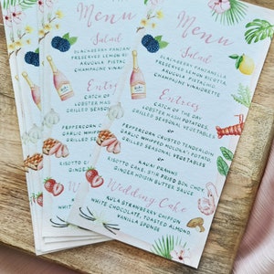 Menú de boda personalizado, acuarela, letras de pincel, menú de comida, menú de restaurante, menú de cena, solo digital