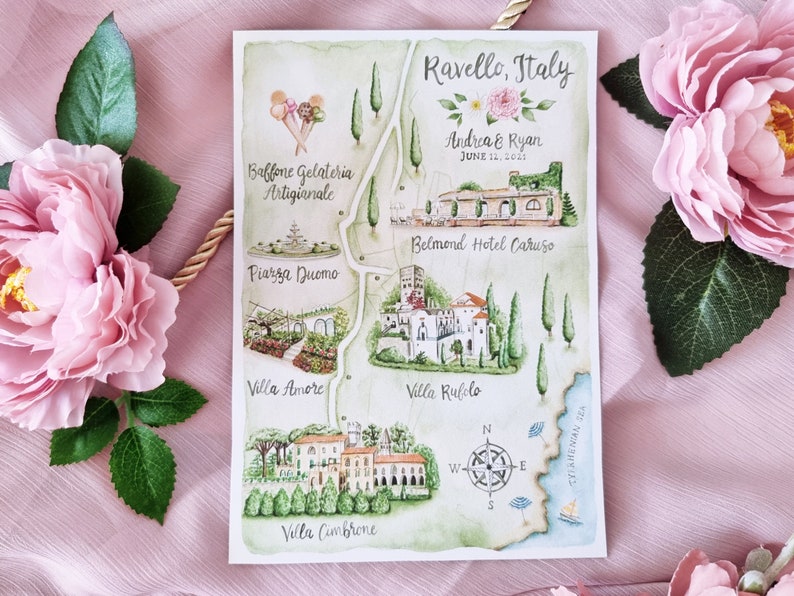 Custom Watercolor Wedding Map Digital Only Boho image 8