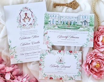 Custom Handpainted Watercolor Invitation Suite | Digital Only