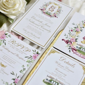 Custom Watercolor Wedding Invitation Suite, HandPainted with Watercolors, Destination Wedding in Italy, Digital only