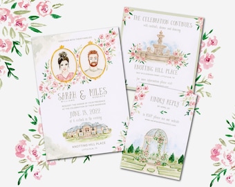 Custom Watercolor Wedding Suite | Couple Portrait | Venue Illustration | Hand Painted | Digital Only