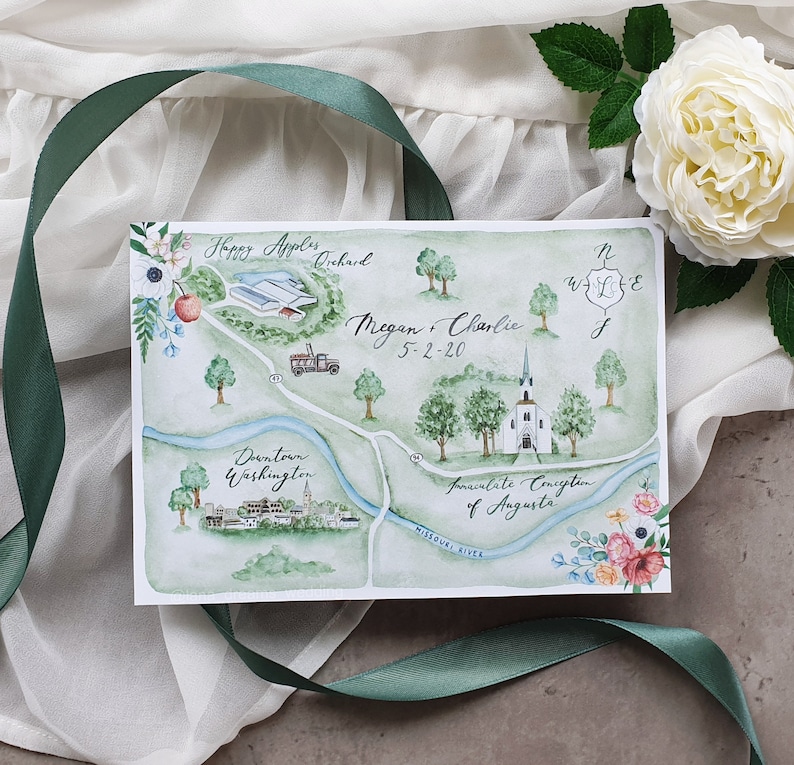 Custom Watercolor Wedding Map Digital Only Boho image 5