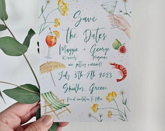 Whimsical Save the Date, Floral Elements, Watercolor Icons, Personalized Design, Digital Only