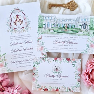 Custom Watercolor Wedding Suite Digital Only Hand Painted Invitation Floral Wedding Stationery Venue Illustration Custom Invites image 9