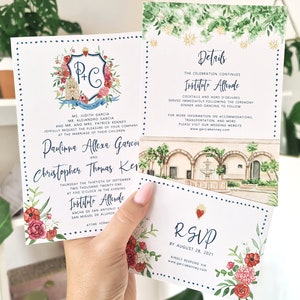 Custom Watercolor Wedding Suite Digital Only Mexican Theme Floral Wedding Invites image 1
