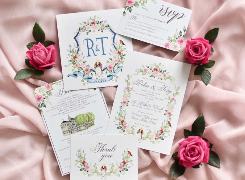 Custom Watercolor Wedding Suite Digital Only Mexican Theme Floral Wedding Invites image 3