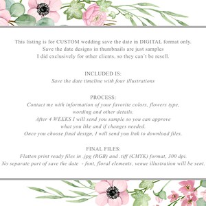 Custom Save the Date Card Digital Only with Watercolor Illsutrations image 4