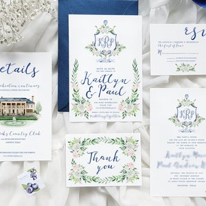 Custom Watercolor Wedding Suite Digital Only Hand Painted Invitation Floral Wedding Stationery Wedding Venue Stationery Cards image 5